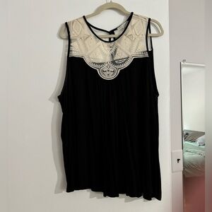 Black mixed media top